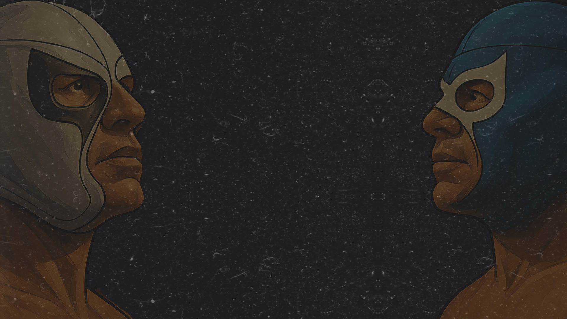 Collage de máscaras de lucha libre mexicana — fondo galería Arena Qro Querétaro